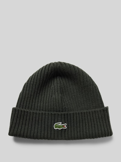 Lacoste Sport Czapka beanie o grubym ściegu z wełny Khaki 1