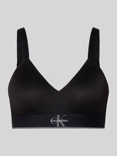 Produktfoto, Slim Fit Bralette mit Logo-Stitching von Calvin Klein Underwear in Schwarz, elastischer Material-Mix, Hakenverschluss, glatte Textur