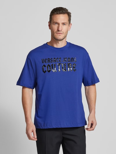 Versace Jeans Couture Oversized T-shirt met labelprint Marineblauw - 4