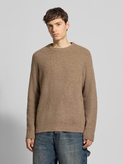 Only & Sons Sweter z dzianiny o kroju relaxed fit z mieszanki bawełny model ‘DALE LIFE’ Jasnobrązowy 4