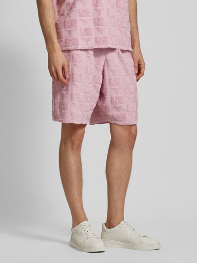 CARLO COLUCCI Regular fit sweatshorts met structuurmotief, model 'BEACHWEAR' Lichtroze - 4
