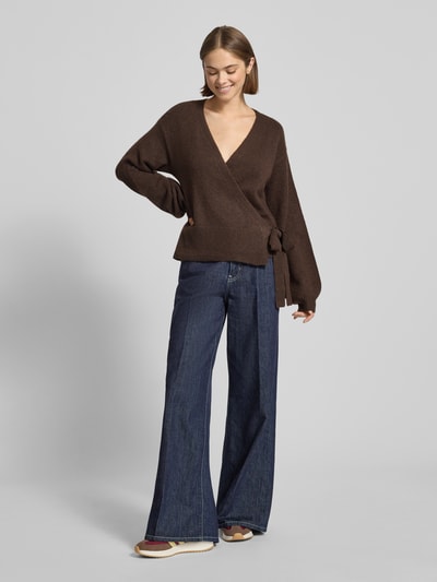 Pieces Regular fit gebreid jack met wol, model 'MALOU' Donkerblauw gemêleerd - 1