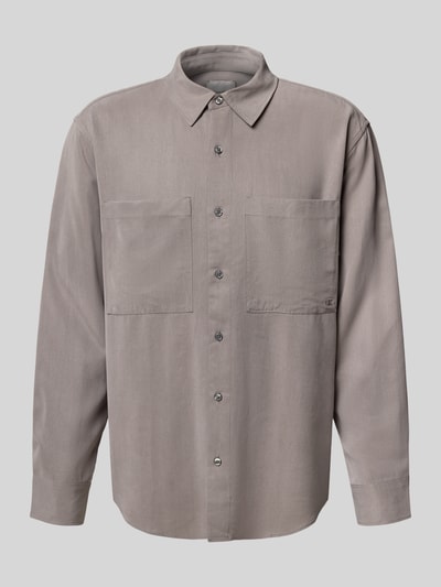 CK Calvin Klein Relaxed Fit Freizeithemd aus Lyocell mit Label-Stitching Stein 2
