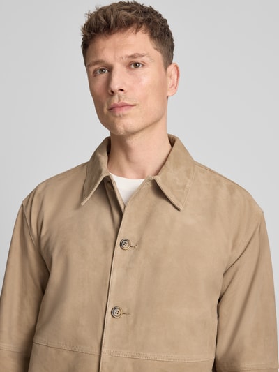 Selected Homme Regular Fit Lederjacke mit Umlegekragen Modell 'RORY' Sand 3