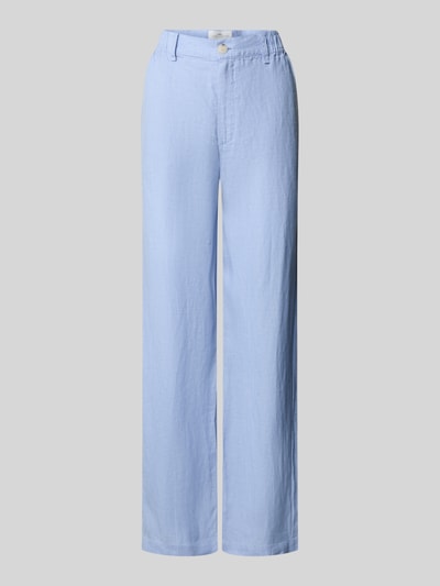 Produktfoto, Straight Fit Leinenhose mit elastischem Bund von Fynch-Hatton in Hellblau, reine Leinenstruktur, Paspeltaschen am Gesäß