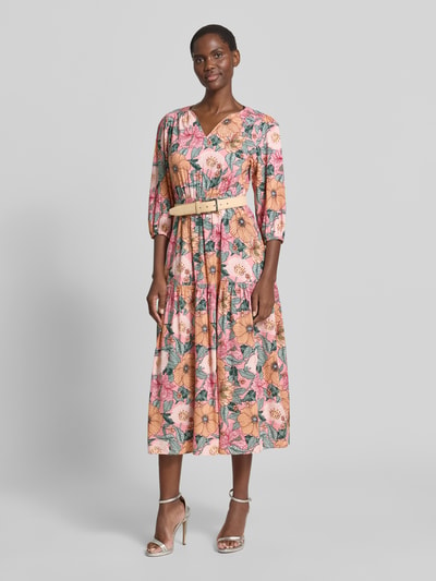 zero Midikleid aus Viskose-Baumwoll-Mix mit Gürtel Altrosa 4