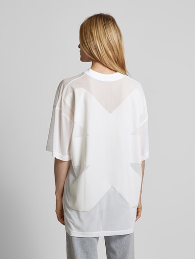 Karo Kauer Oversized T-shirt met 3/4-mouwen, model 'Mesh' Wit - 5