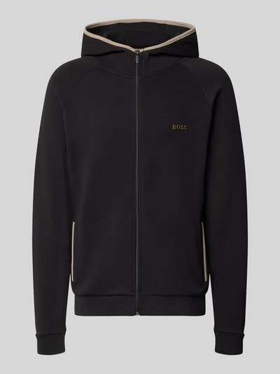 Produktfoto, Regular Fit sweatjack van katoenmix, Look: effen, met ritssluiting, labeldetail, capuchon, lange mouwen, steekzakken, sweat, BOSS