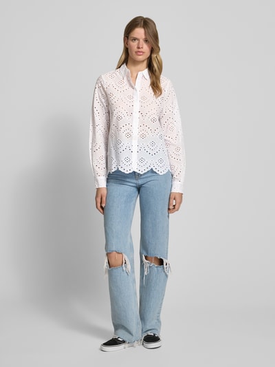 Pieces Regular fit blouse met lange mouwen van puur katoen, model 'VILDE' Wit - 1