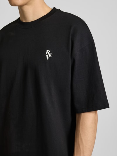 REVIEW T-shirt o kroju relaxed fit z okrągłym dekoltem Czarny 3