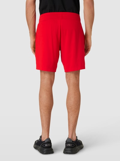 HUGO Regular fit sweatshorts met labelprint Rood - 5