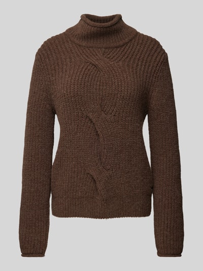 Marc Cain Gebreide pullover met opstaande kraag Donkerbruin - 2