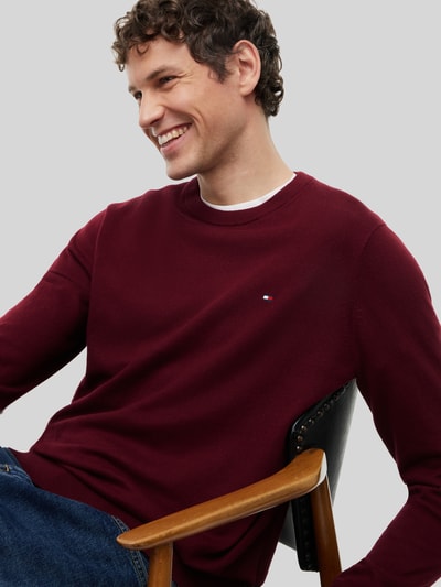 Tommy Hilfiger Regular Fit Pullover aus Baumwoll-Kaschmir-Mix Bordeaux 3