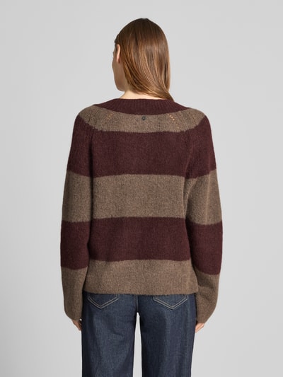 MOS MOSH Strickpullover mit V-Ausschnitt Modell 'Taci' Bordeaux 5