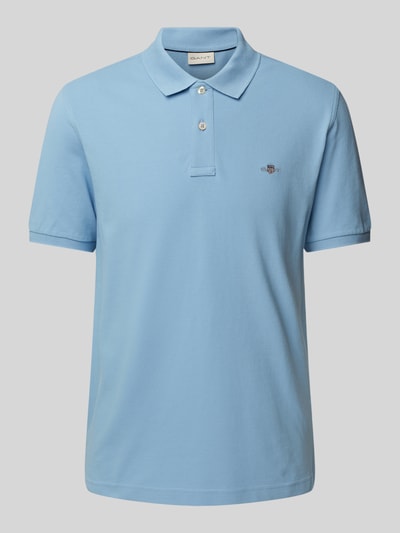 Gant Regular fit poloshirt met labelstitching Bleu - 2