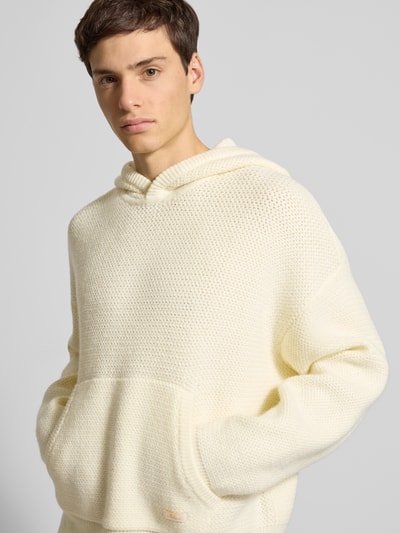 BLKVIS Gebreide pullover met capuchon en kangoeroezak, model 'Script' Offwhite - 3