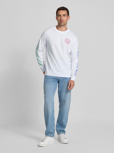 Edwin Longsleeve mit Label-Prints Modell 'EDWIN MUSIC CHANNEL' Weiss 1