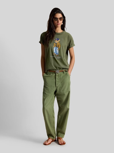 Polo Ralph Lauren męski t-shirt o kroju regular fit z nadruk polo bear model 'BEAR TEE' Oliwkowy 1