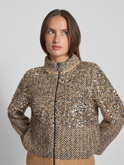 monari Loose Fit Strickjacke mit Woll-Anteil Hellbraun 3