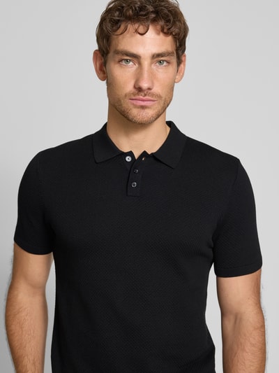 Drykorn Slim fit poloshirt met structuurmotief, model 'TRITON' Zwart - 3