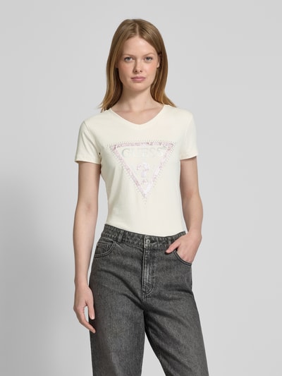 Guess T-Shirt mit Label-Print Modell 'PYTHON' Weiss 4