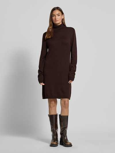 More & More Knielanges Strickkleid mit Rollkragen Schoko 1