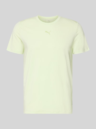 Produktfoto, Regular Fit T-Shirt mit Logo-Print Modell 'Cloudspun' von PUMA PERFORMANCE in Hellgelb, Kurzarm, Rundhalsausschnitt, glatte Textur.