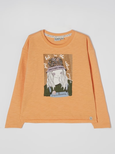 Garcia Shirt met lange mouwen en strass-steentjes  Apricot - 1