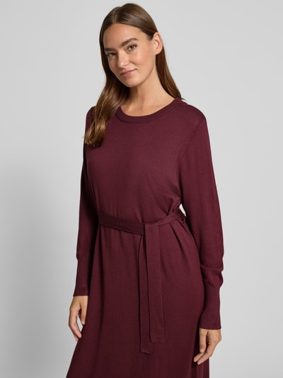 FREE/QUENT Overhemdjurk van viscosemix met strikceintuur, model 'Conny' Bordeaux - 3