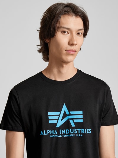 Alpha Industries T-shirt z nadrukiem z logo Metaliczny niebieski 3