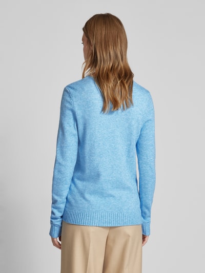 Vila Gebreide pullover met V-hals, model 'RIL' Lichtblauw - 5