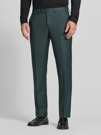 Christian Berg Men Fijn gestructureerde pantalon met persplooien Donkergroen - 4