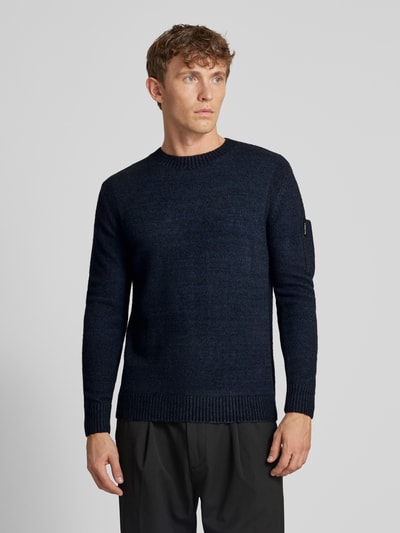 GABBA Gebreide pullover met labeldetail, model 'LUCA' Marineblauw - 4