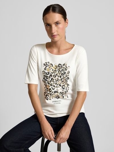 s.Oliver BLACK LABEL Regular fit T-shirt van puur katoen  Offwhite - 3