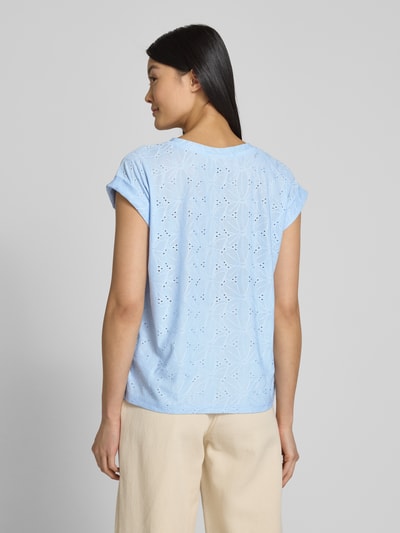 FREE/QUENT T-shirt z haftem angielskim model ‘Blond’ Jasnoniebieski 5