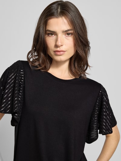 comma T-Shirt mit geripptem Rundhalsausschnitt Black 3