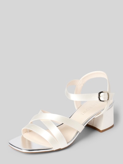 Produktfoto, Sandalette mit Blockabsatz Modell 'Eboni' von Rainbow Club aus Satin mit Riemen und Dornschließe, Absatzhöhe 6 cm, Größe 40