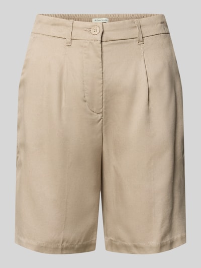 Produktfoto, Regular Fit Bermudas aus Lyocell von Tom Tailor in Unifarbe Beige mit feiner Webstruktur, Gürtelschlaufen, seitliche Eingrifftaschen