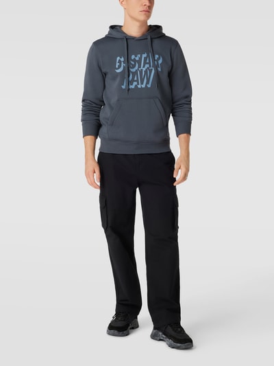 G-Star Raw Hoodie mit Label-Print Modell 'Retro' Rauchblau 1