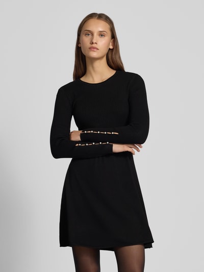 Only Getailleerde gebreide jurk van viscosemix, model 'NATASCHA' Zwart - 4