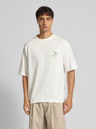 ANNARR T-shirt met motiefstitching, model 'OKHOLM' Wit - 4