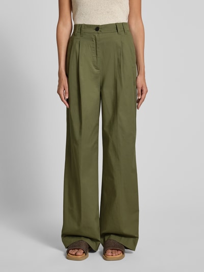 Marc O'Polo Spodnie z zakładkami w pasie i szerokimi nogawkami z mieszanki bawełny Trzcinowy 4