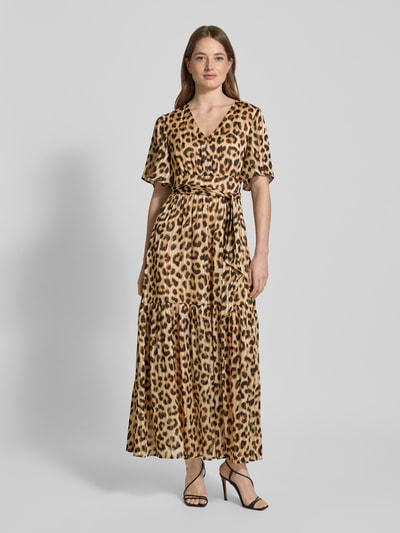 Oui Maxikleid mit V-Ausschnitt Camel 4