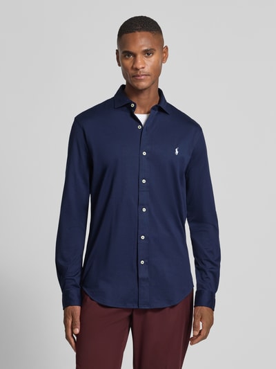 Polo Ralph Lauren Regular fit vrijetijdsoverhemd met logostitching, model 'Estate' Marineblauw - 4
