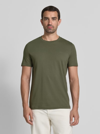 s.Oliver RED LABEL męski t-shirt o kroju regular fit z czystej bawełny Khaki 4