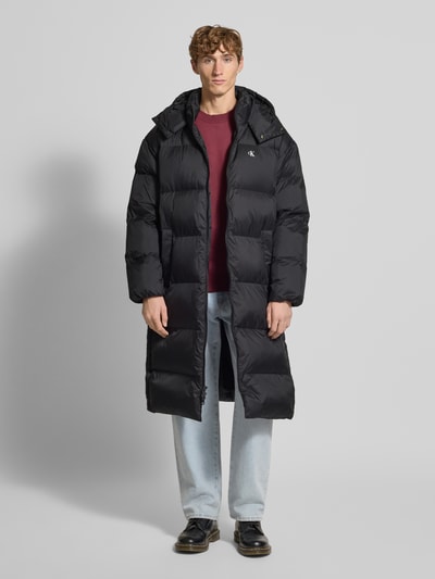 Calvin Klein Jeans Regular fit lange gewatteerde jas met logoprint Zwart - 1