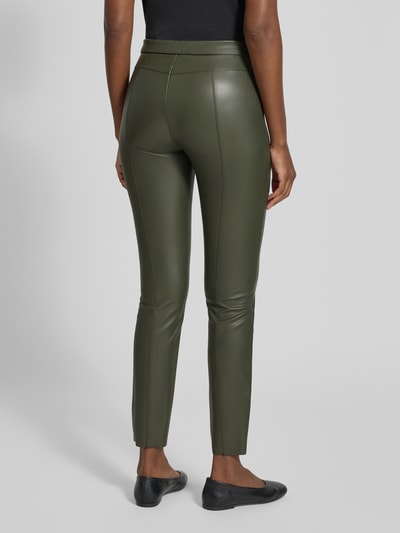 Raffaello Rossi Skinny fit broek in leerlook, model 'RESA' Olijfgroen - 5