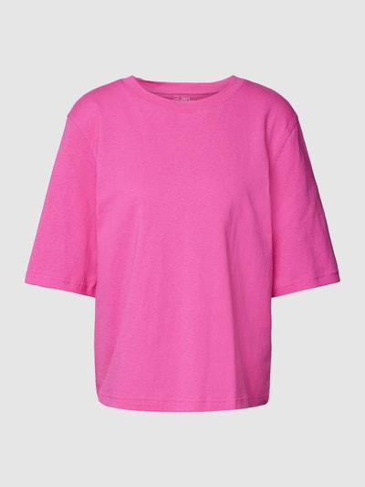 Jake*s Casual T-Shirt mit geripptem Rundhalsausschnitt Rosa 2