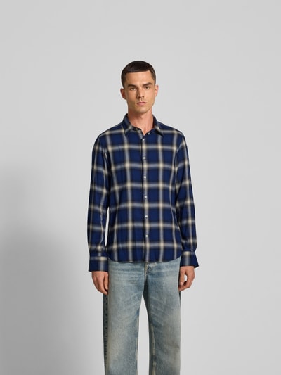 Officine Générale Slim Fit Freizeithemd mit Kentkragen Marine 4