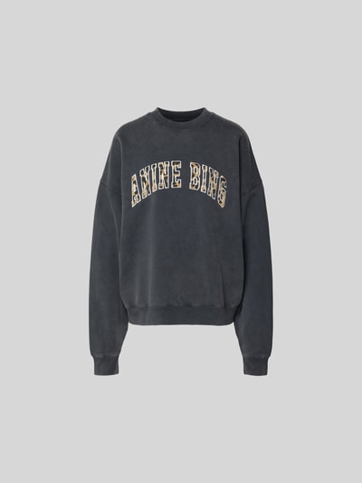 Produktfoto, Oversized Sweatshirt aus Baumwolle von Anine Bing in dunklem Grau mit Rundhalsausschnitt und elastischen Abschlüssen